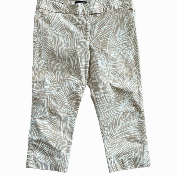Talbots  Womens Beige Palm Cropped Pants Size 12 - Picture 1 of 9
